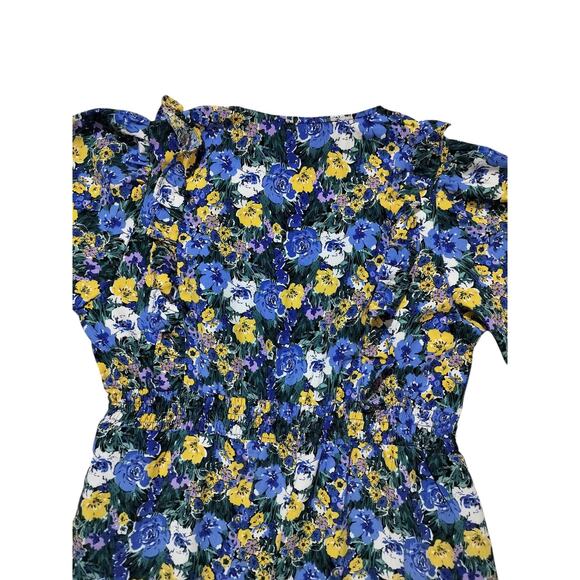 Code x Mode blue yellow casual ruffle tiered floral  maxi dress size S - Picture 10 of 14